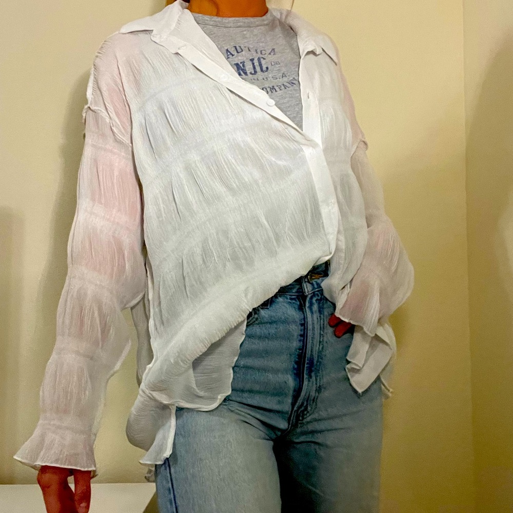 stunning textured- linen button up